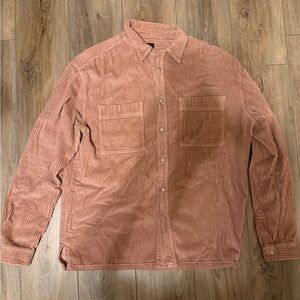 Zara Men’s Corduroy Button-Up Shirt in Rust